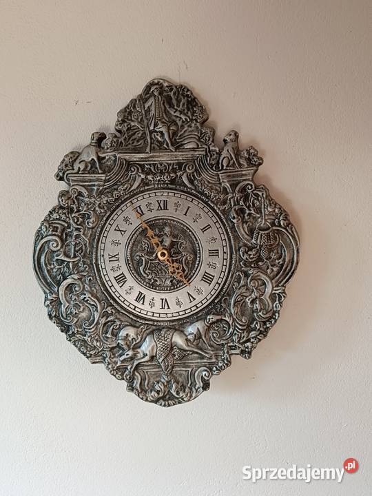 Zegar myśliwski relief piękna ozdoba ścienny Lipno