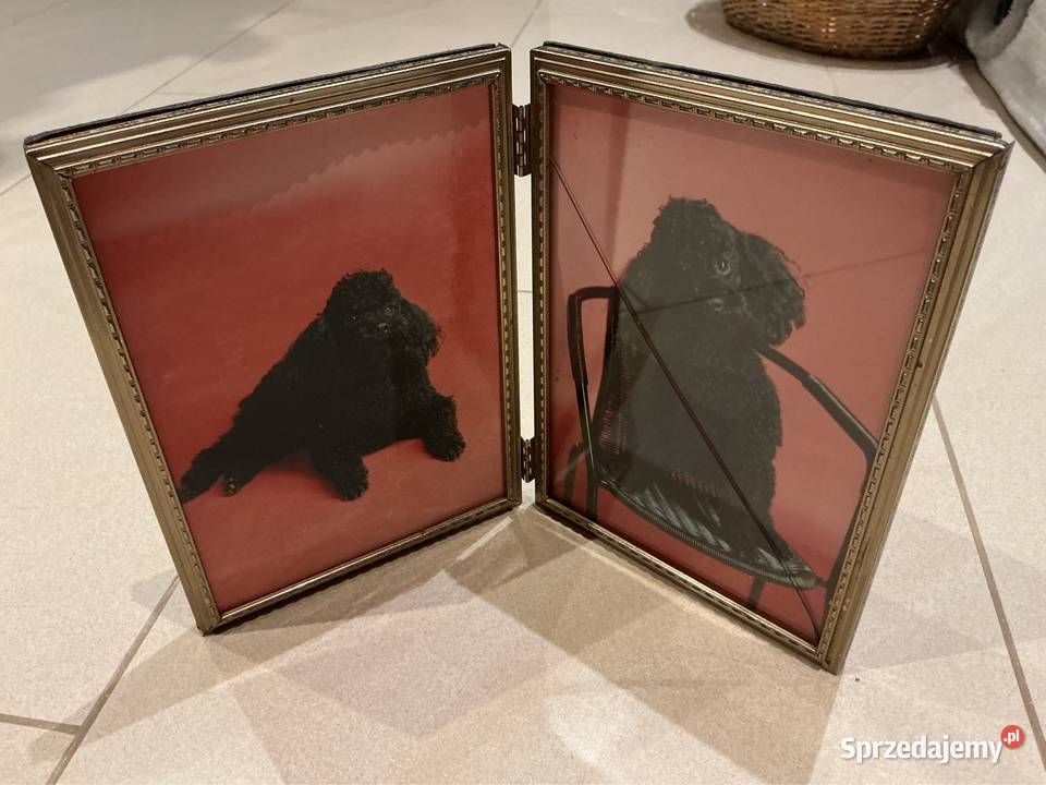 Ramka Złota Metalowa Podwójna Składana Vintage Nowa Sól