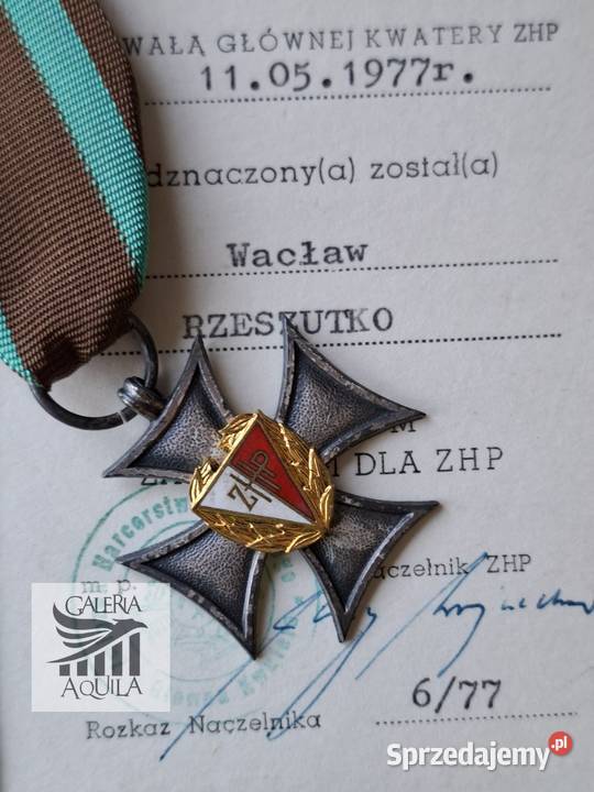 Krzyż Zasługi ZHP dokument pudełko biogram Wejherowo