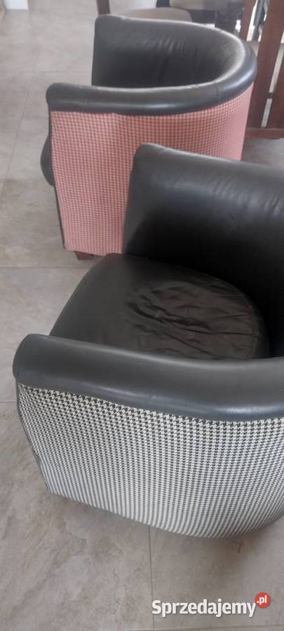 4 Fotele czarne skórzane klubowe Rogoż