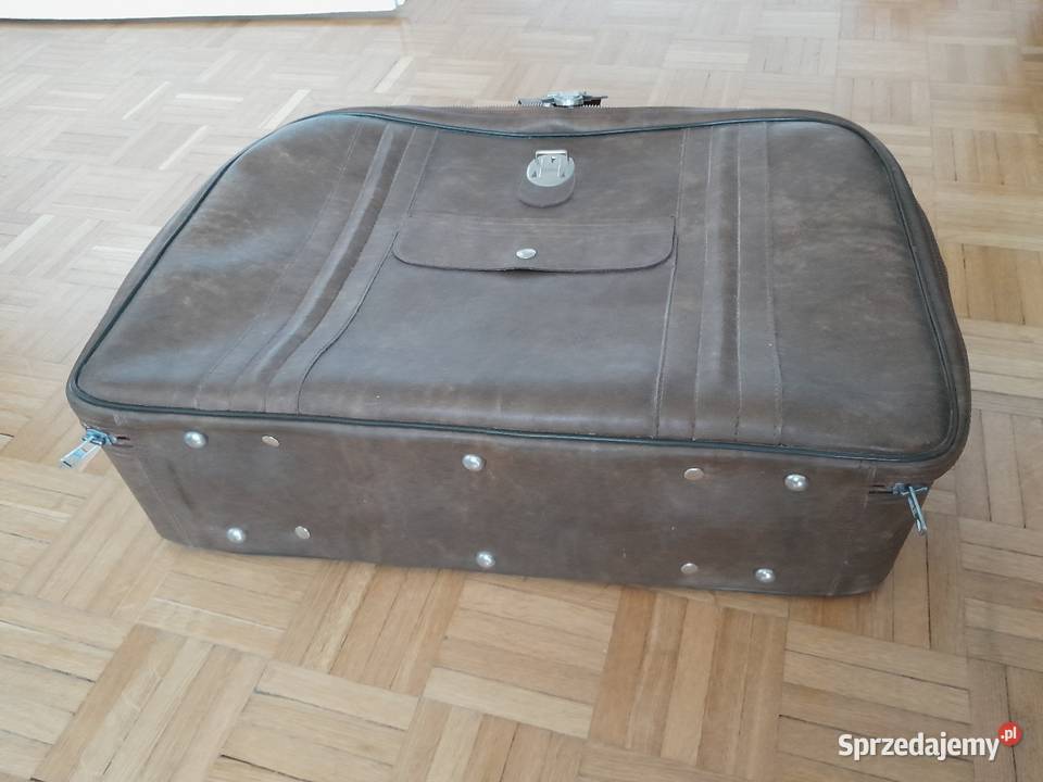 Walizka vintage szaro beżowa Warszawa