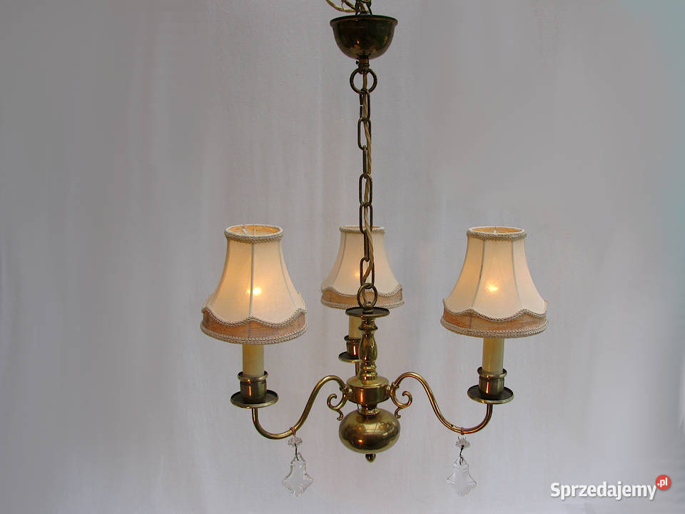 Żyrandol Lampa mosiądz Kryształki I