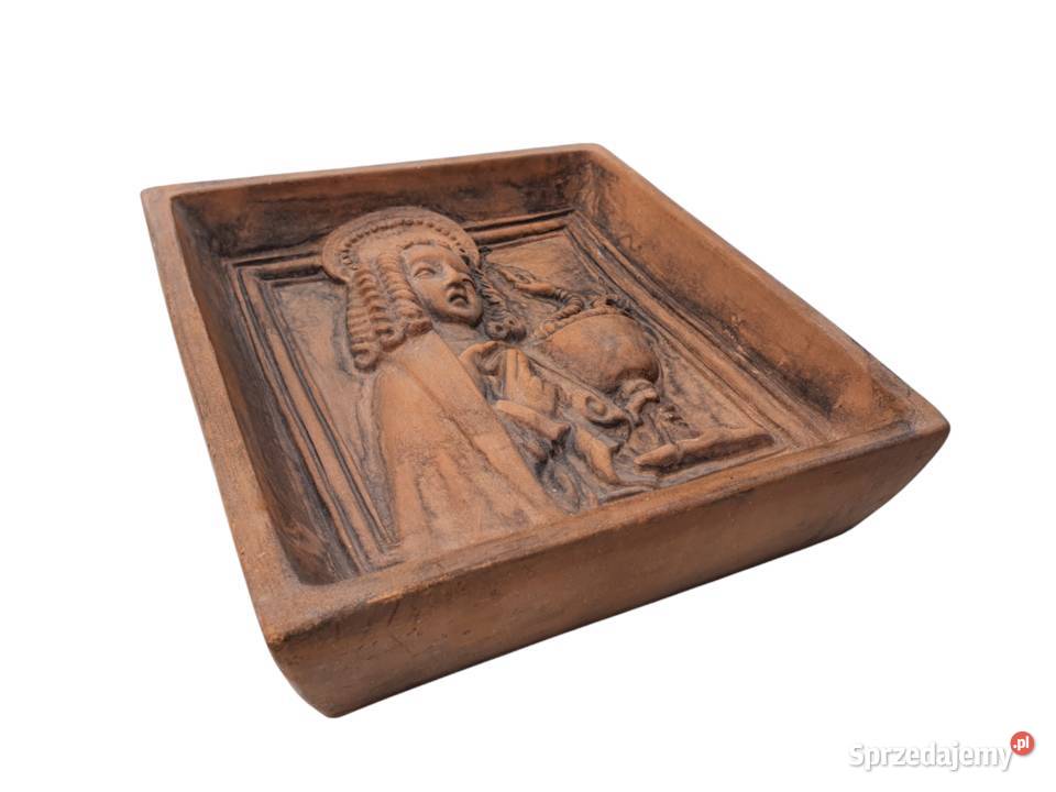 Stary ceramiczny obraz płaskorzeźba śląskie Cieszyn