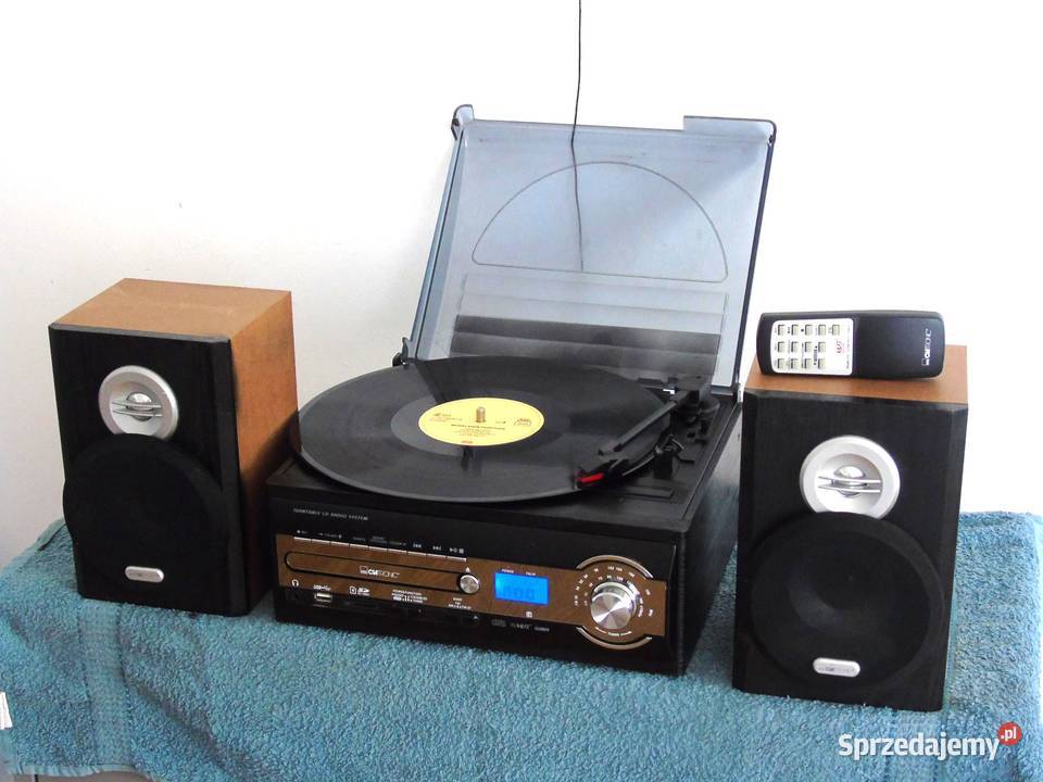 Gramofon z radiem USB SD mp3 CD pilot i głośniki Jasło