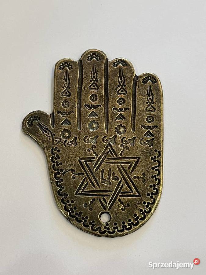 Talizman Hamsa Gwiazda Dawida i Chai symbol Antyki Kraków