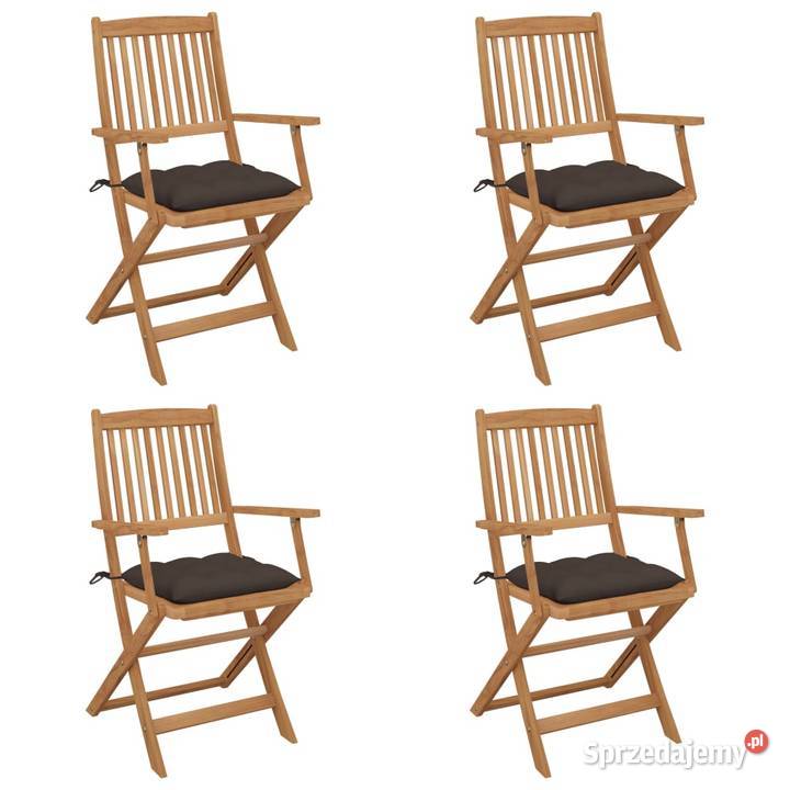 vidaXL Składane krzesła ogrodowe z poduszkami, 4 szt.