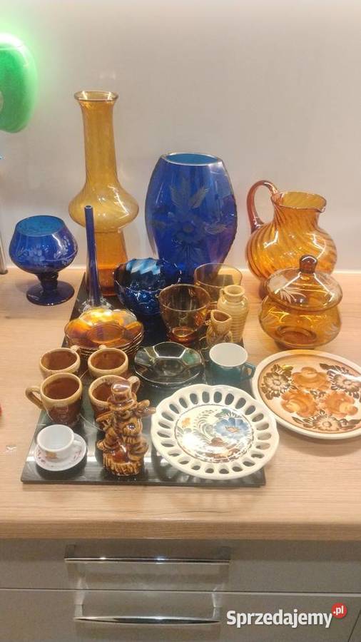 Sprzedam szkło kolorowe lampe Ząbkowice Porcelana i szkło Złotoryja sprzedam