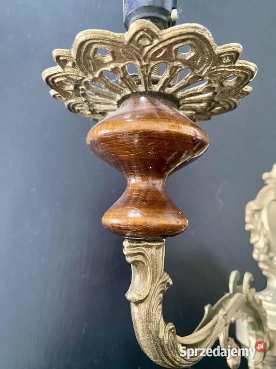Sprzedam 2 kinkiety mosiądz drewno Oświetlenie Poznań