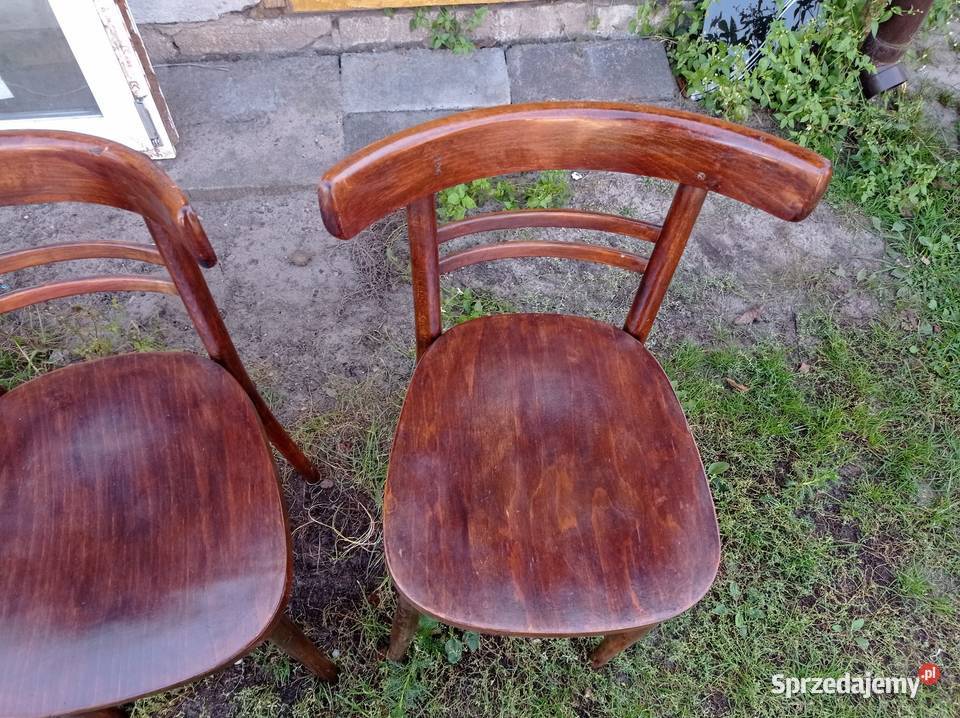 Zabytkowe drewniane krzesła PRL 4 mazowieckie Pionki