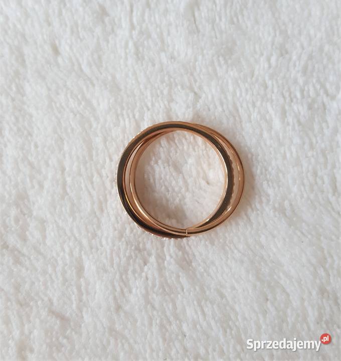 Nowy pierścionek obrączka złoty kolor białe Szczecin