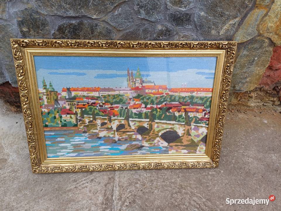 Obraz gobelin w starej ramie Praga Czeska ost