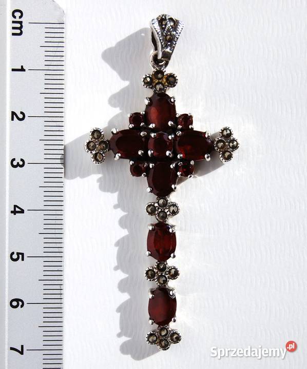 Krzyż granaty markasyty srebro pr 925 wisior lubelskie Lublin sprzedam