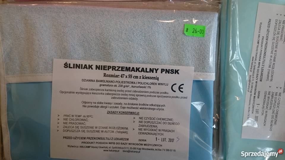 Śliniak 47x55 nieprzemakalny PNSK z kieszonką Kielce