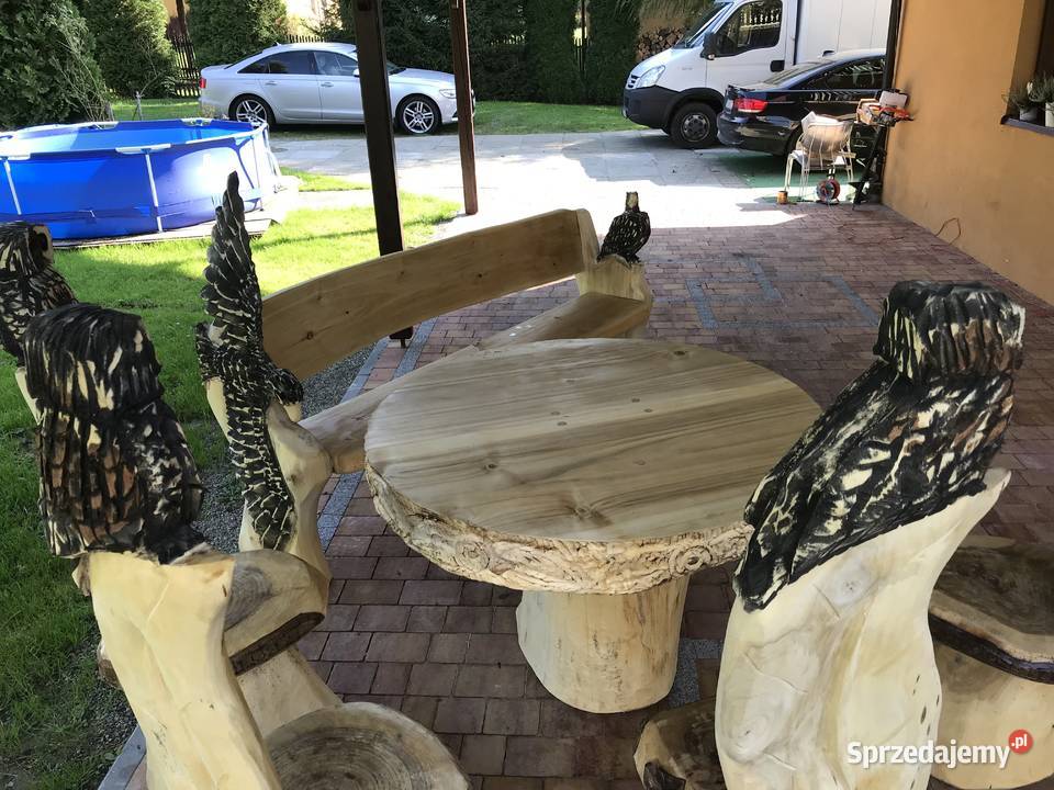 Meble ogrodowe góralskie rzeźbione orzech sprzedam