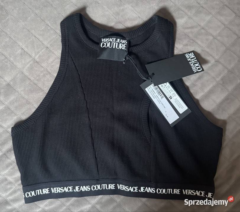 Czarny Top Versace Jeans Couture Topy i koszulki Lublin