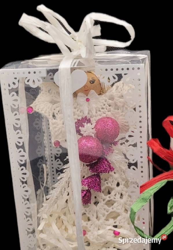 Świąteczny Aniołek na prezent biały