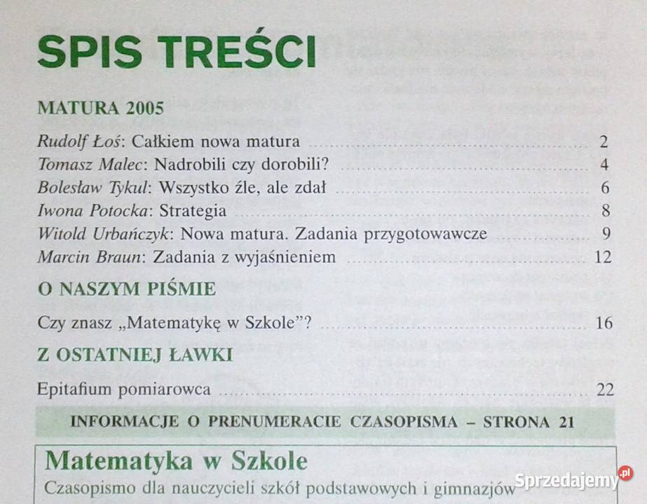 Matematyka w szkole 0102 2004 Matura 2005 red Pozostałe lubelskie Chełm