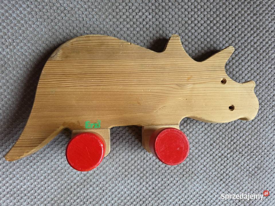 Erzi duży drewniany dinozaur na kółkach Kraków