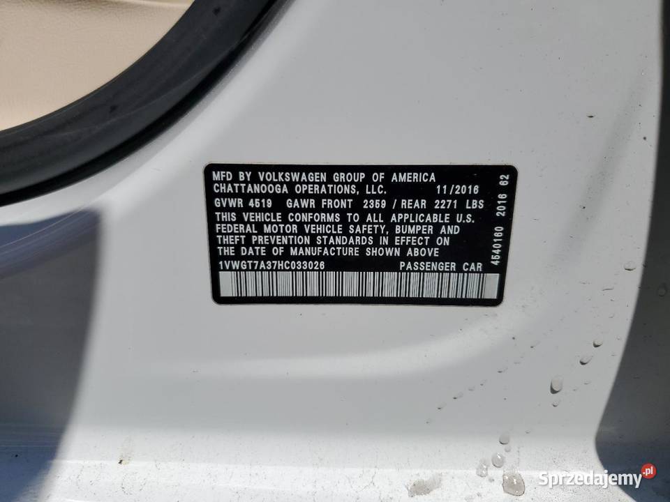 2016 VOLKSWAGEN PASSAT SE śląskie Częstochowa sprzedam