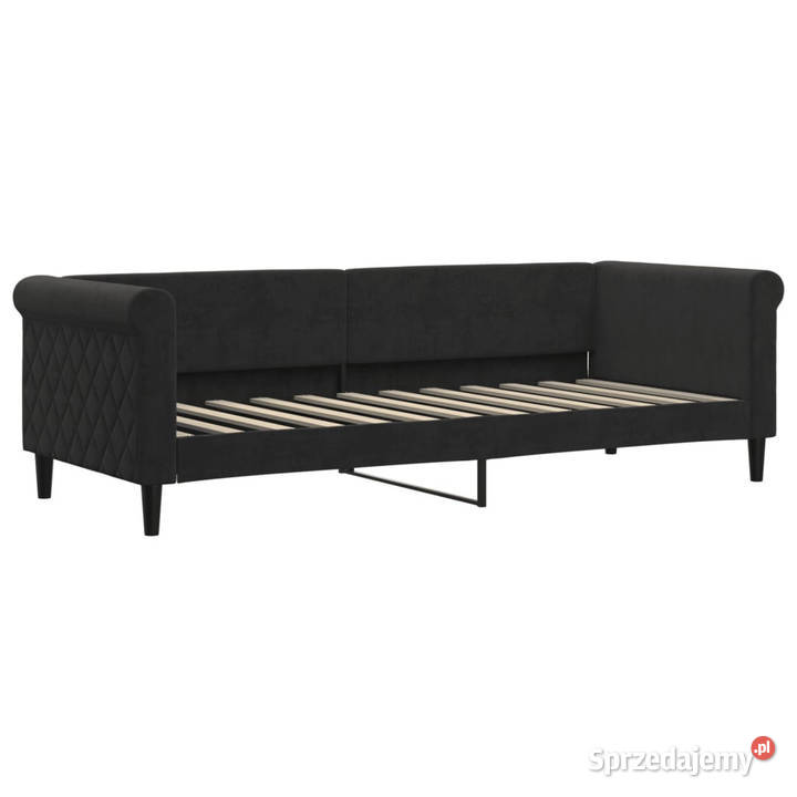 Sofa rozsuwana z materacami czarna aksamit Warszawa