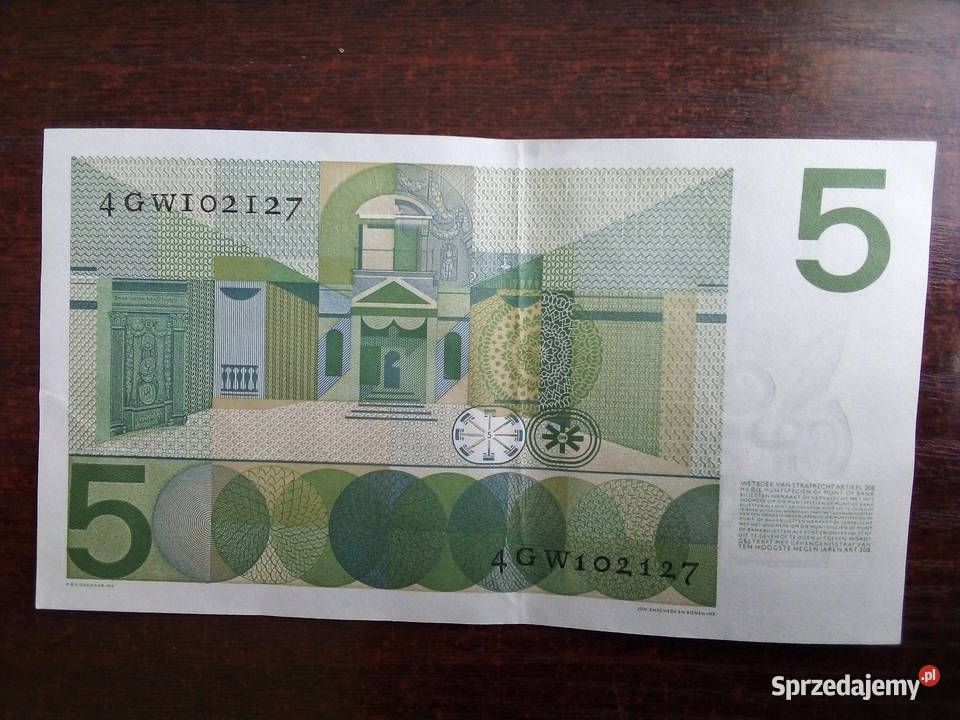 Banknot 5 guldenów Holandia mazowieckie Płońsk