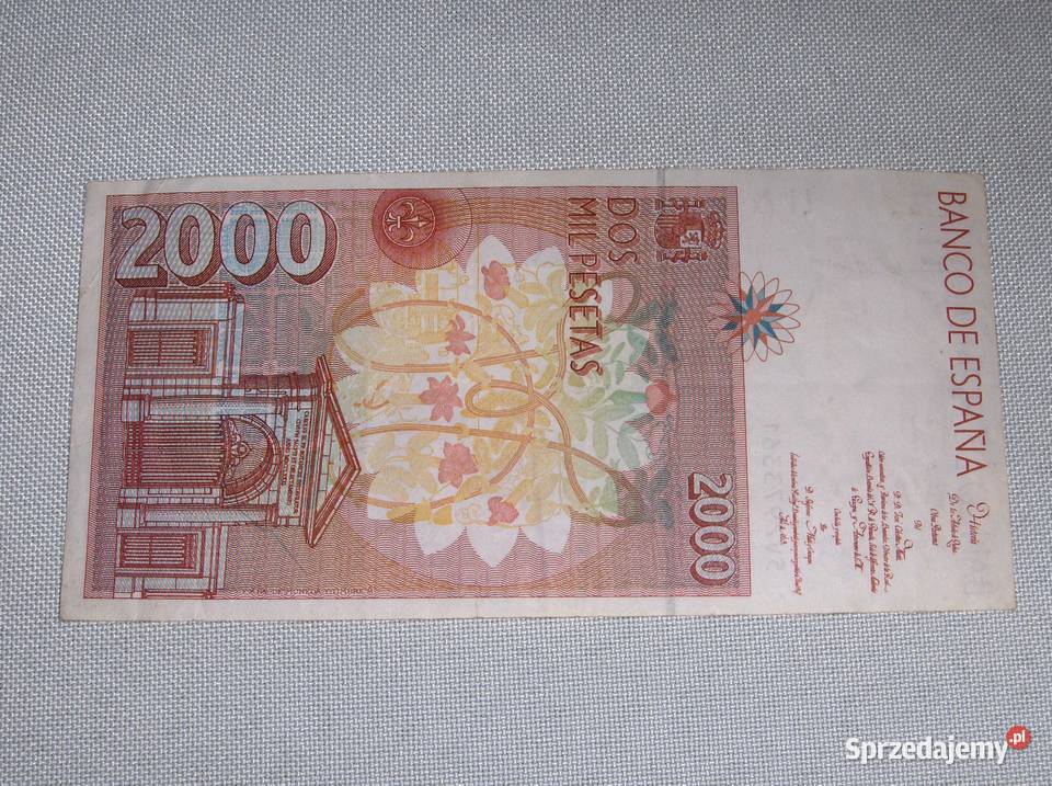 Banknot 2000 peset hiszpańskich z 1992r Łódź