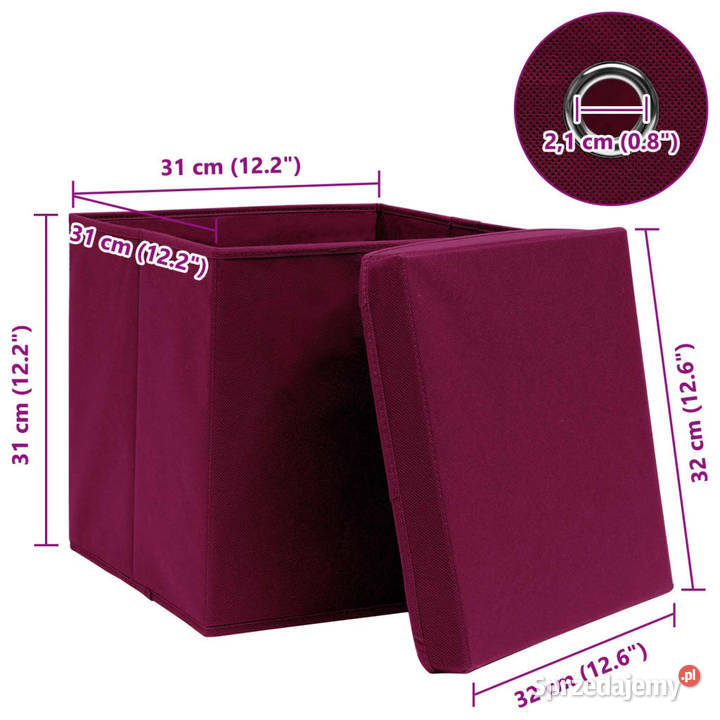 Pudełka z pokrywami 4 ciemnoczerwone 32x32x32 Warszawa