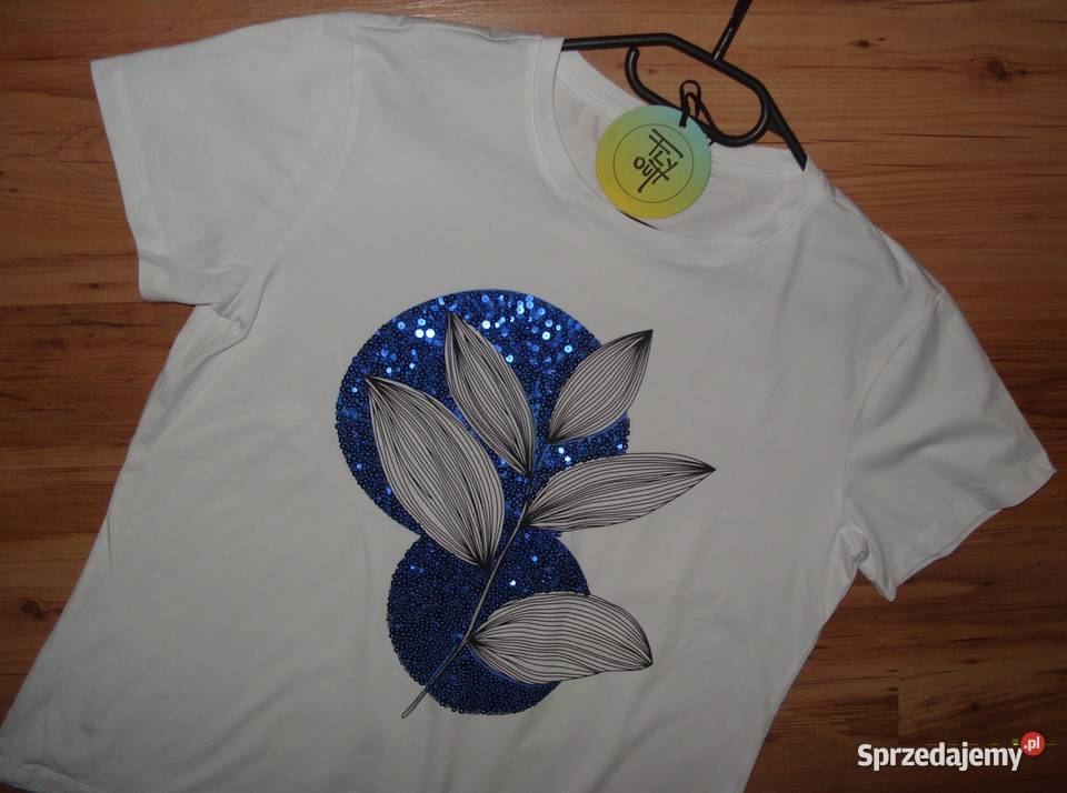Tshirt CHABROWE Liście cekiny r LXL Rawicz