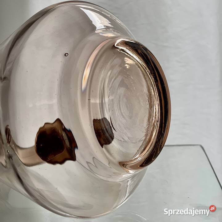 Duży dzbanek z pokrywką szkło PRL śląskie