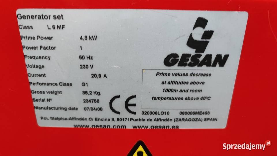 Agregat prądotwórczy diesel Lombardini Gesan Sucha Beskidzka