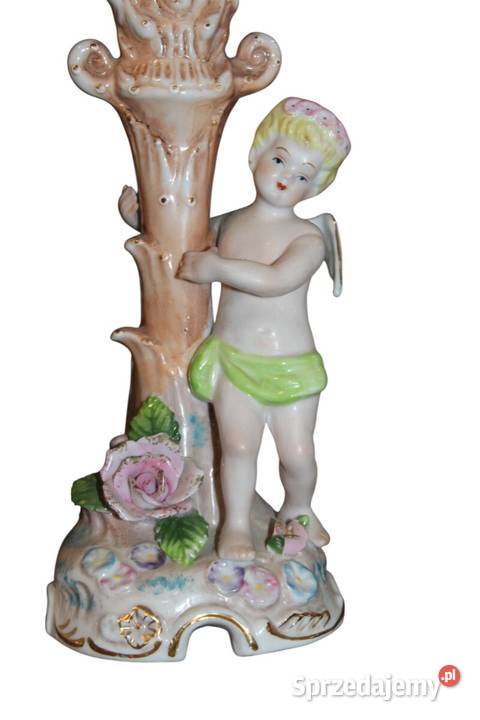 Para porcelanowych świeczników z amorkami 1035 Szczecin