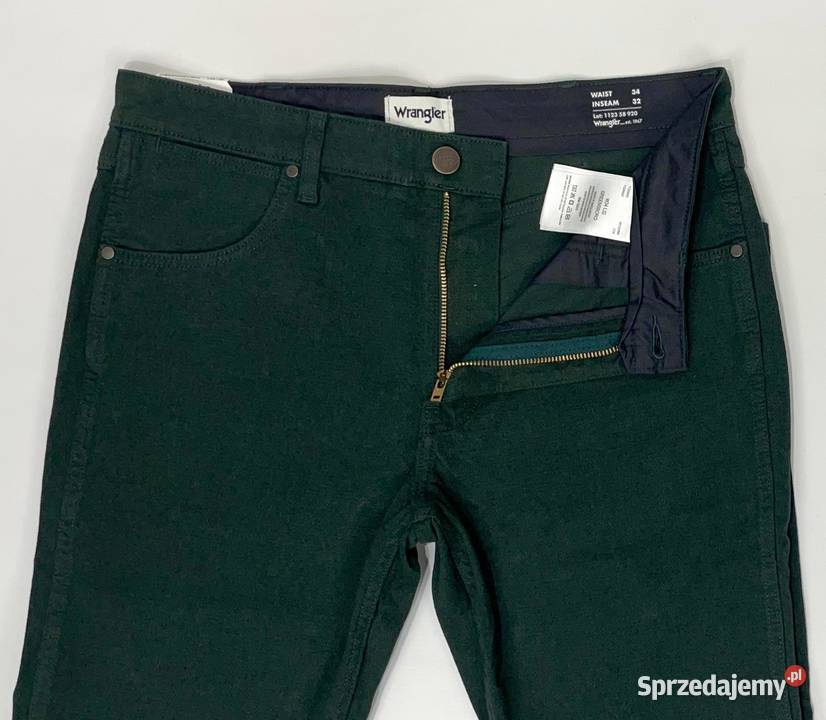 Spodnie męskie Wrangler Greensboro 803 Scarab zielony Poznań