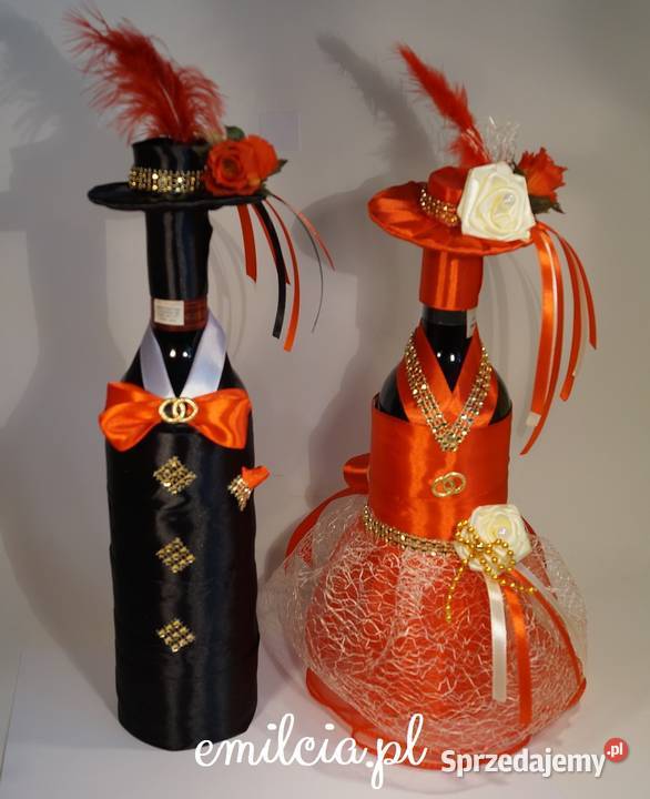 Szampański komplet Ślub Ubranka na butelki Zielona Góra