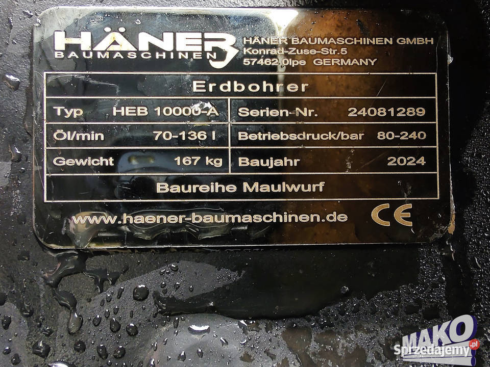 NOWY nieużywany świder do ziemi Haner HEB 1000A sprzedam