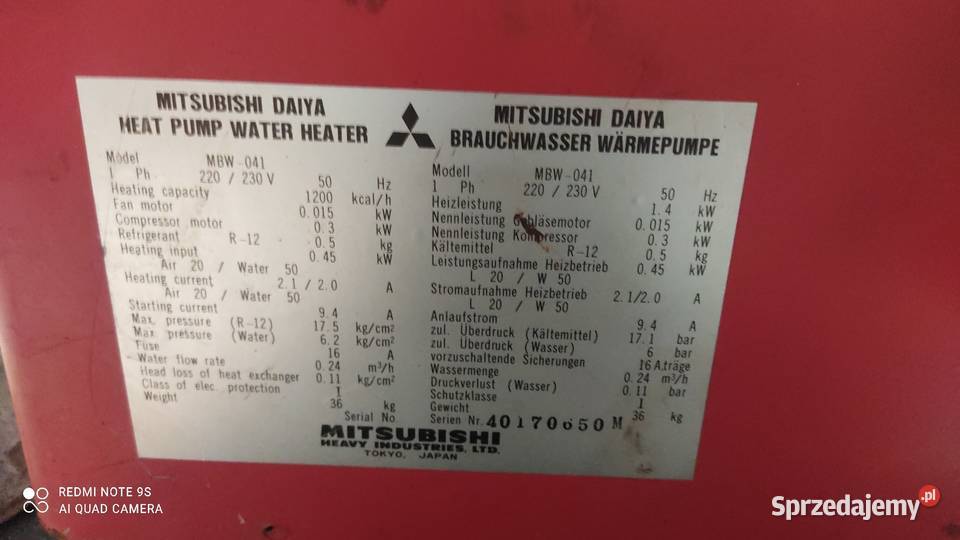 pompa do ciepłej wody użytkowej Mitsubishi MBW wielkopolskie Nowy Tomyśl