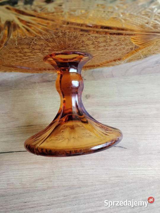 Piękna patera tortownica girlandy bursztynowa Porcelana i szkło zachodniopomorskie Choszczno