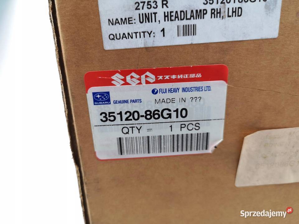 LAMPA PRAWY PRZÓD SUBARU JUSTY 0307 ORYGINAŁ ASO