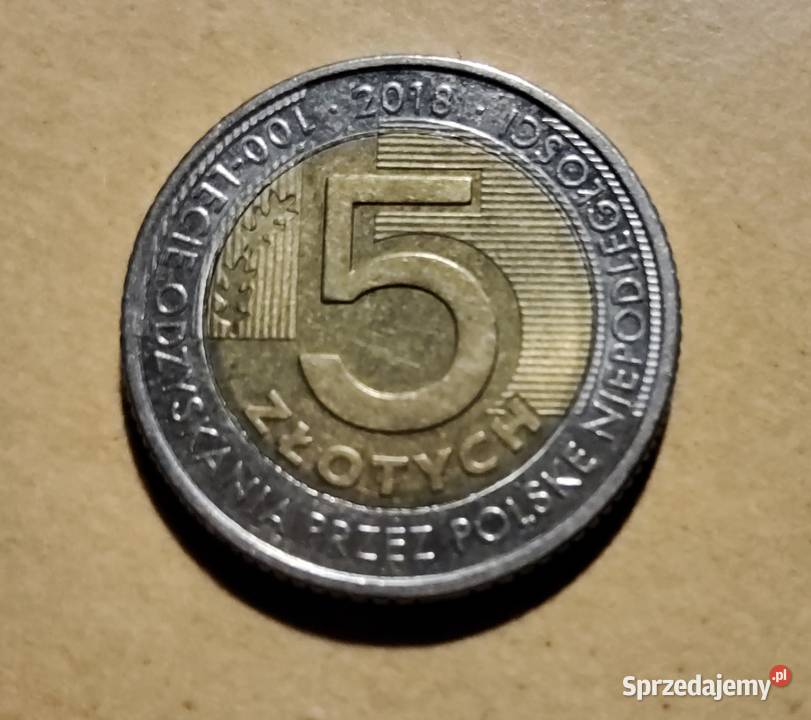 Moneta 5 z 2018 r 100lecie odzysk niepodl Warszawa