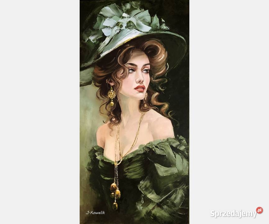 Kowalik Dziewczyna w zieleni 120x60 Obraz Olejny