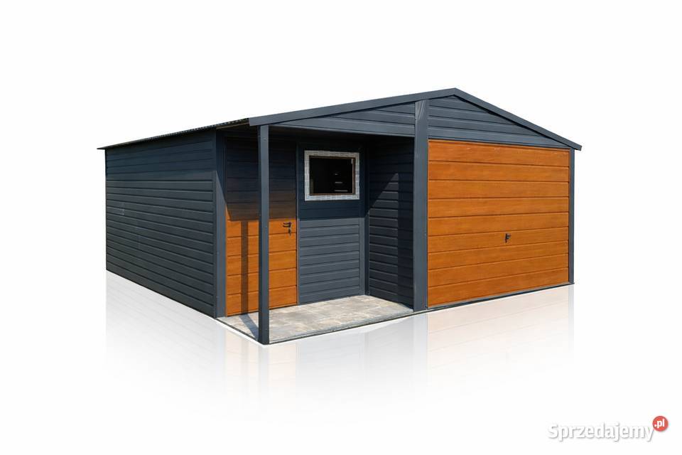 Garaż blaszany dwuspadowy 55 z wnęką Ciemny Tarnowiec