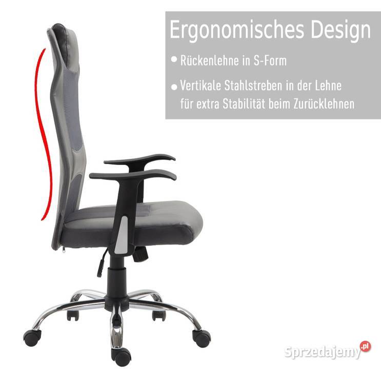 Fotel biurowy gamingowy ergonomiczny szary