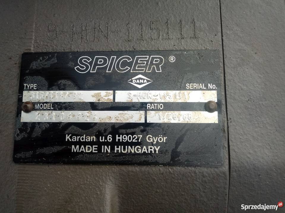 Zwolnica Dana Spicer 31511193 Mecalac Nowy Typ Części do maszyn budowlanych Kielce