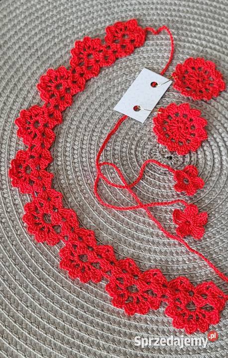 Zestaw choker kolczyki szydełkowe handmade wielkopolskie Pleszew