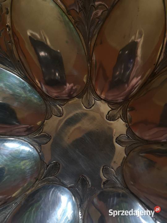 Patera platerowa w grawerowane kwiaty Gdańsk