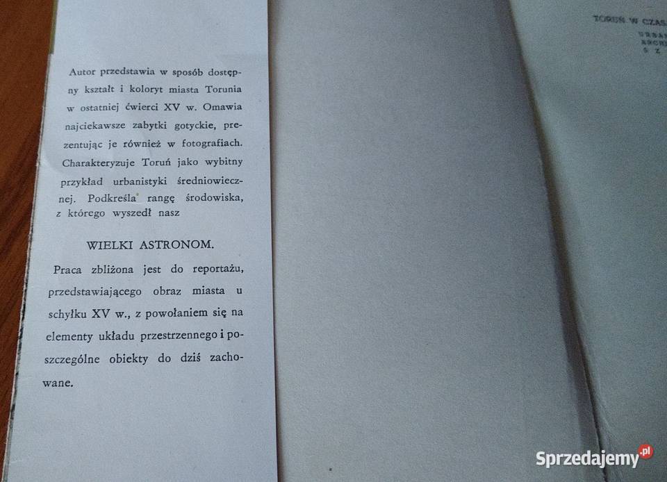 Toruń w czasach Kopernika urbanistyka architektu Gdańsk sprzedam