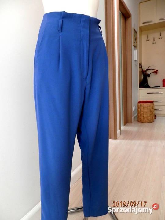 H&M Spodnie z wysokim stanem niebieski W stylu casual Moda Spodnie Spodnie z wysokim stanem 