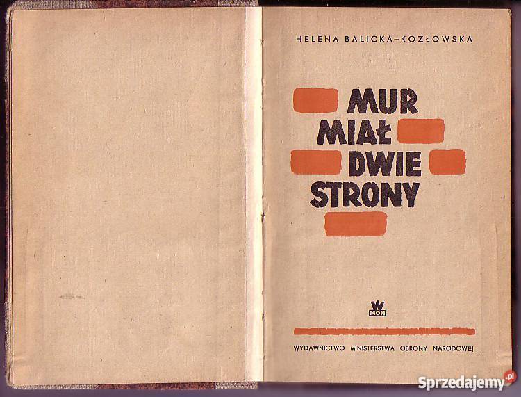 5975 MUR MIAŁ DWIE STRONY HELENA BALICKA Czyrna sprzedam