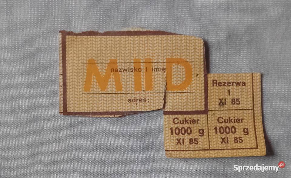 Kartka zaopatrzeniowa wzór MII D listopad 1985 Koźminek sprzedam