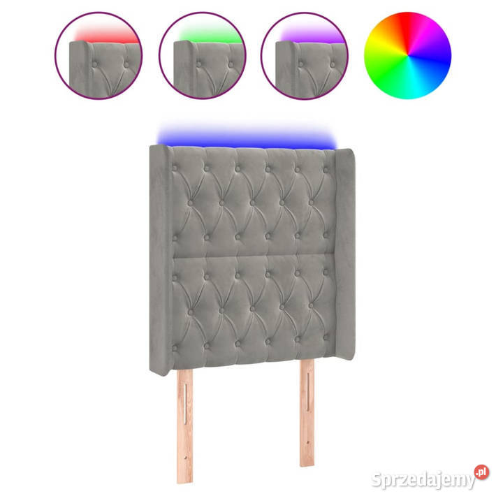 Zagłówek do łóżka z LED jasnoszary 83x16x118128