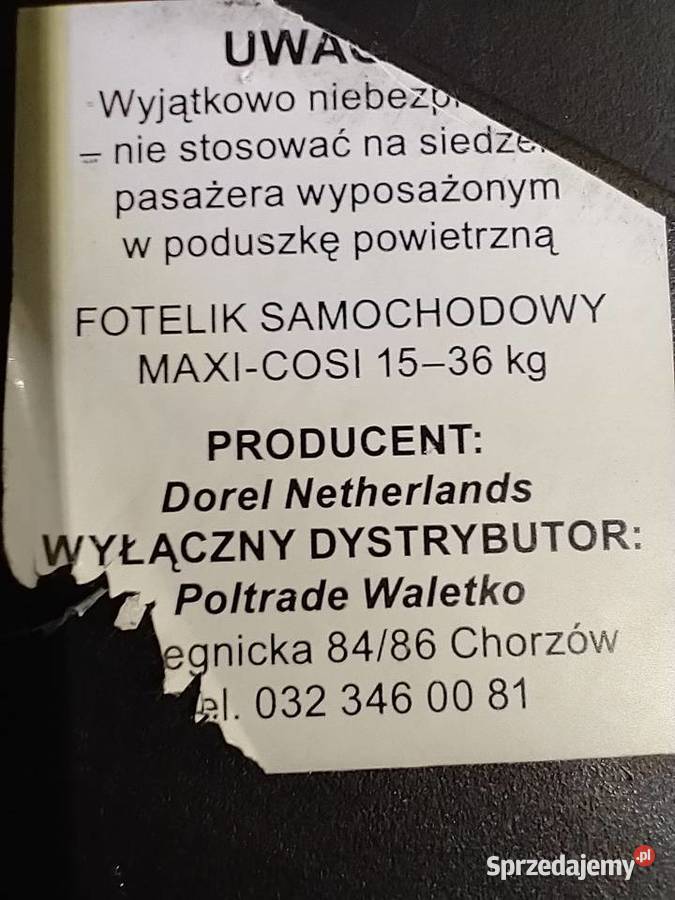 Fotelik MaxiCosi 1536 15 - 36 kg małopolskie Kraków